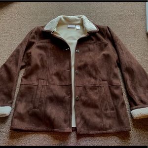 Brown faux suede coat